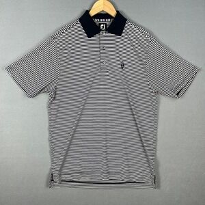 FootJoy Golf Polo Mens Medium Striped Stretch Collared Blue White Performance‎